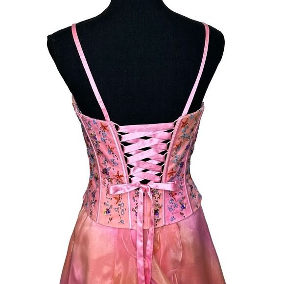 PRECIOUS FORMALS Pink Beaded Formal Dress Size 8 - Picture 4 of 17